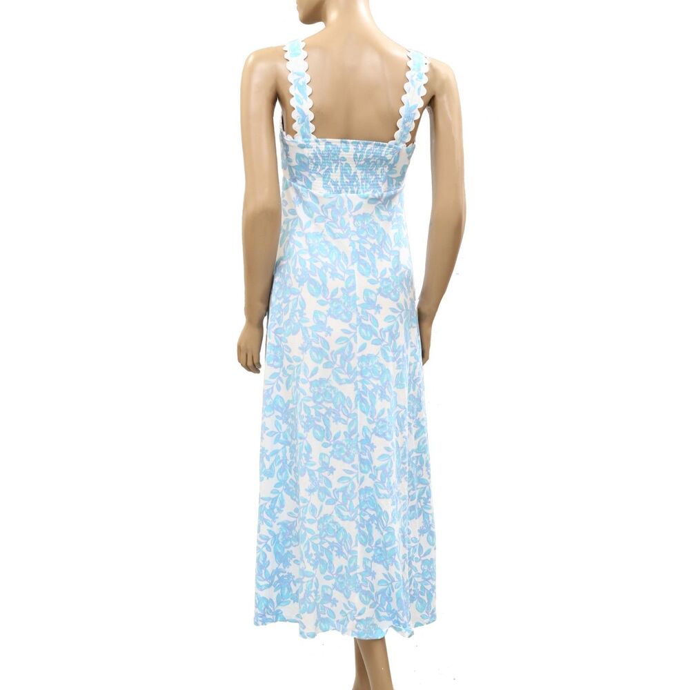 Lilly Pulitzer Dwyer Floral Printed Resort Midi Dress Smocked Cotton XS 287901 - Picture 6 of 7